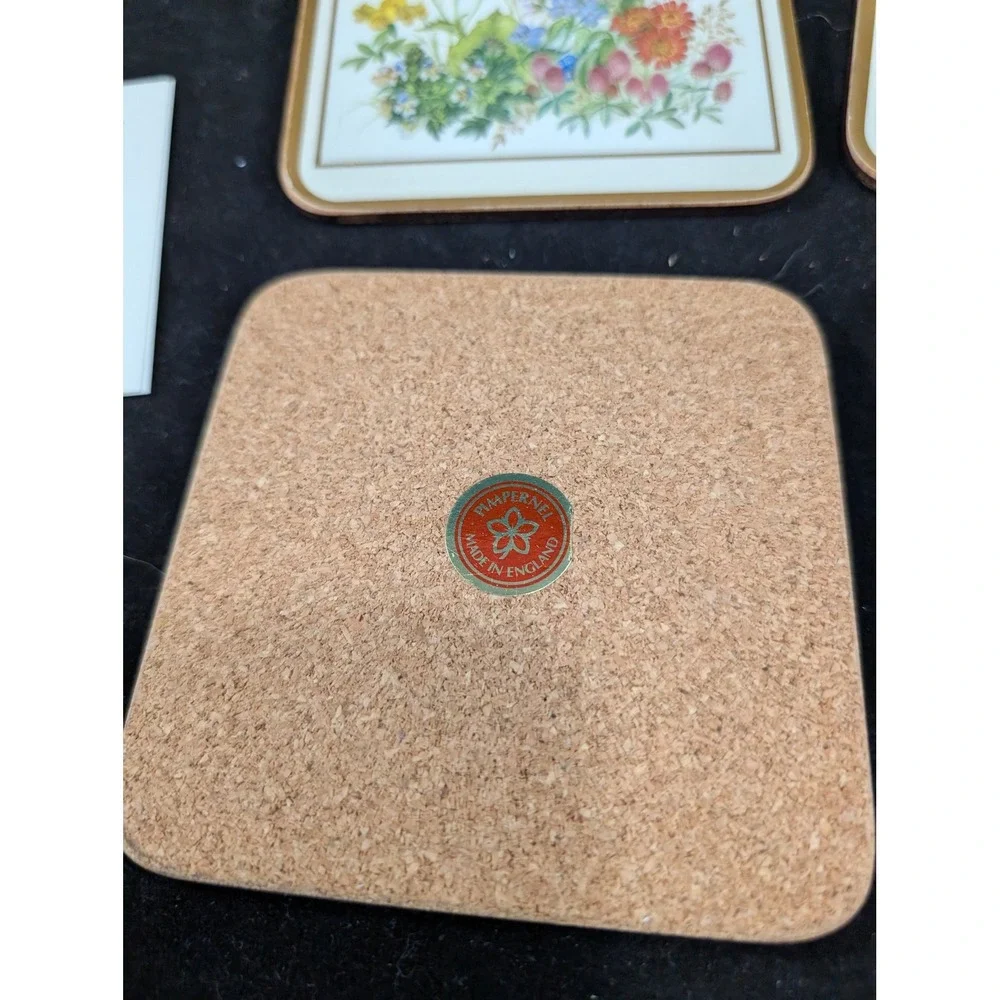 Pimpernel North American Wild Flowers Acrylic Coasters 6 Cork Back‎ England